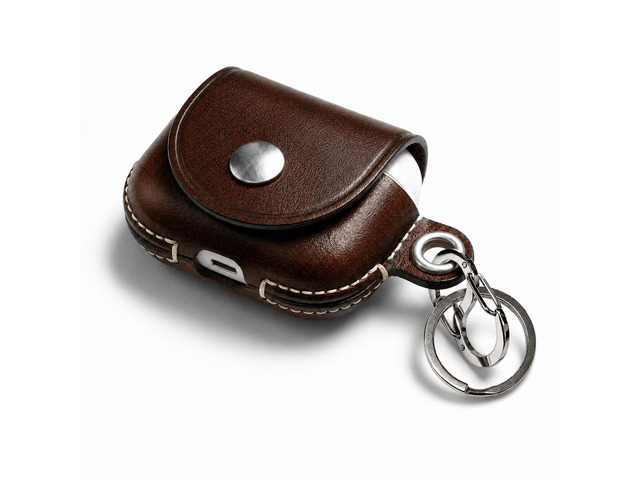 Genuine Leather AirPods Pro 3 Case - Handcrafted Wireless Charging Holder Anti-Lost Carabiner Clip Premium Holster, Compatible with Apple AirPods...