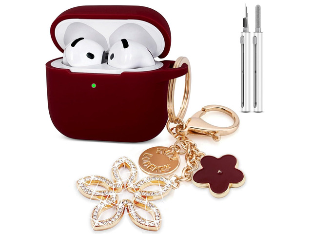 Compatible with AirPods 4 Case Cover, Silicone Protective Case for Airpod 4 with Bling Keychain, Case Cover for Apple AirPods 4th Generation...