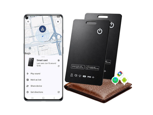 Air Card Tag Pro Wallet Tracker 1.6mm for Android & iOS, Dual System Rechargeable Smart Card Work with Google Find Hub or Apple Find My APP, Item...