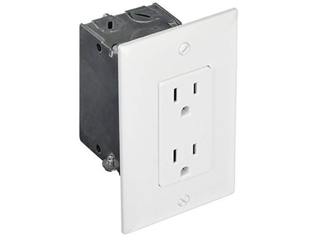 Legrand - OnQ Duplex Power Kit (F7526) with Tamper-Resistant Outlet, Metal Junction Box, and Faceplate for Structured Wiring Enclosures and...
