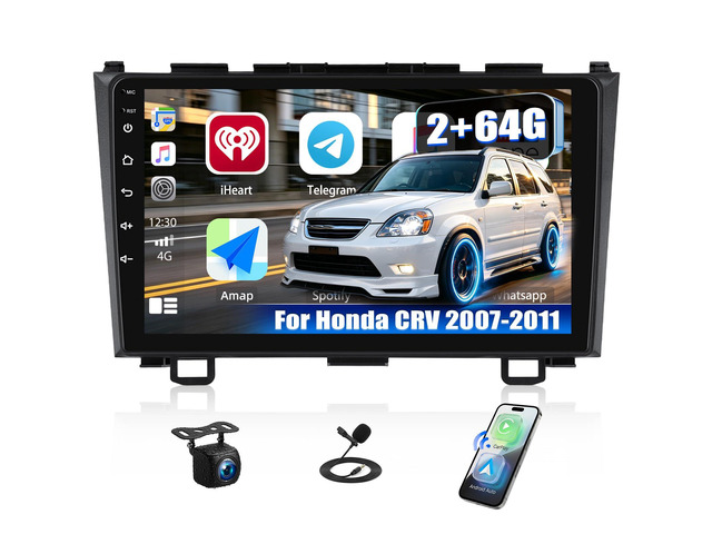 4 Core+64G Android 15 for Honda CRV 2007-2011 Car Radio Stereo with Wireless A-pple CarPlay Android Auto WiFi GPS, 9' Touchscreen Bluetooth Upgrade...