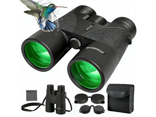 12x42 HD Binoculars for Adults, BAK4 Prism Waterproof Lightweight Binoculars with Low Light Vision for Bird Watching, Hunting, Hiking, Travel, Cruise