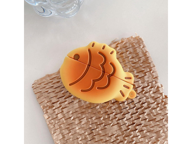 Earphone Case for AirPods Pro 3 (2025), Cute Creative Taiyaki Fish Cookie Shape Soft TPU Silicone Case, Lucky Taiyaki Food Biscuit AirPods Pro3...