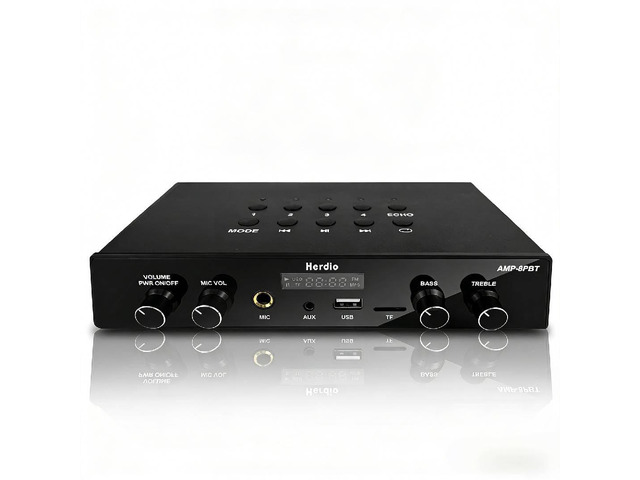Bluetooth 5.4 Stereo Audio Amplifier Receiver - 60W Peak Power x 8 Channel with USB/TF/AUX/MIC Inputs, Bass/Treble Control, 4 Zone Independent...