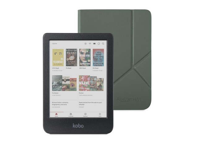 Clara Colour Black eReader & Misty Green SleepCover Bundle 6 Glare-Free Colour E Ink Kaleido 3 Display Dark Mode Option Waterproof ...