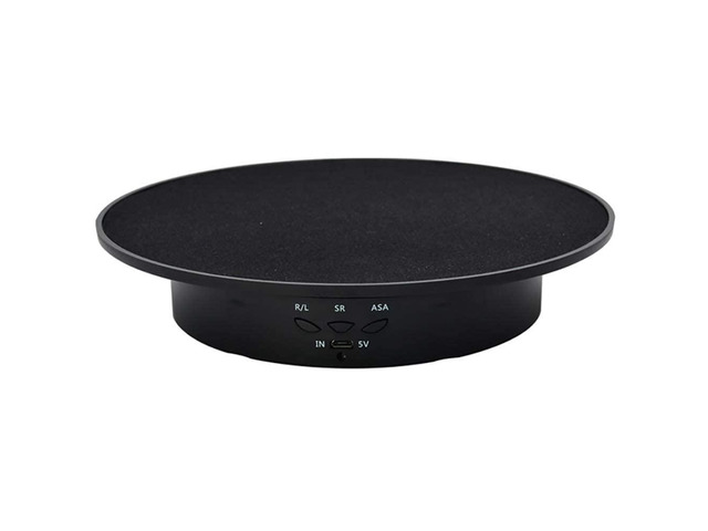360-Degree Electric Rotating Turntable, Rechargeable Low Noise Adjustable Smooth Rotation Non-Slip Display Stand for Photographic Products (Black,...