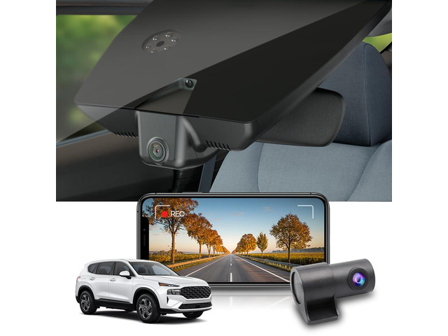 Front 4K+Rear 1080P Dash Cam Adapts for Hyundai Santa Fe 2021-2023 (#S1500 S2500) has Auto-Dimming, OEM Style, Dual HD Video, WiFi & APP, Loop...