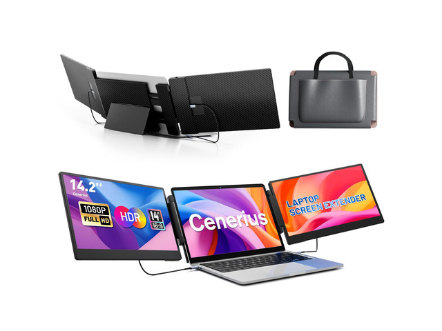 14.2' Laptop Screen Extender, FHD 1080P IPS Portable Monitor for Laptop, Triple Screen Monitor Extender, Compatible with 13'-17' Laptops,...