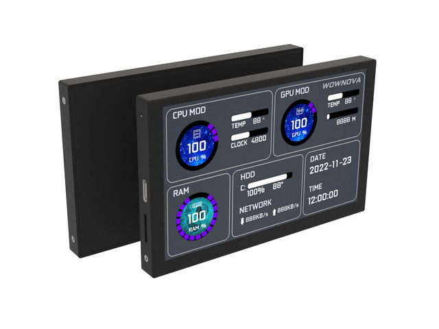 5' Computer Temp Monitor, Dynamic Theme Supported, ARGB PC Case Sensor Panel, IPS Type-C USB Mini Secondary Screen, CPU RAM HDD Data Monitor (Black)