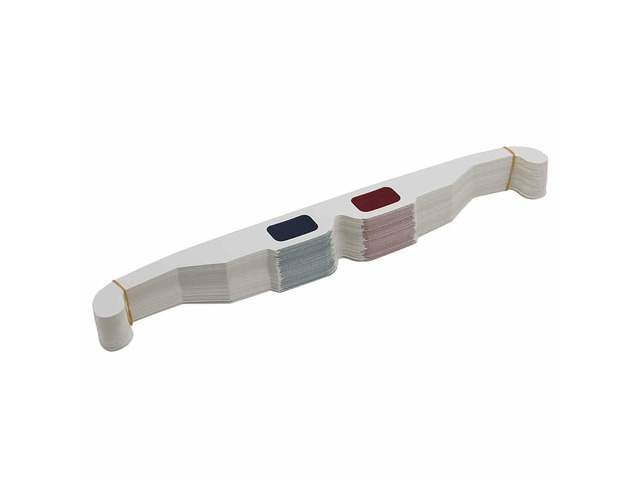 50 Pairs - Flat- 3D Glasses Red and Cyan White Frame Anaglyph Cardboard (Set of 50)
