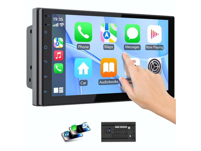 Double Din Car Radio with Wireless CarPlay & Android Auto, 7' HD Touchscreen Car Stereo with Mirror Link, Backup Camera, GPS Navigation, Bluetooth,...