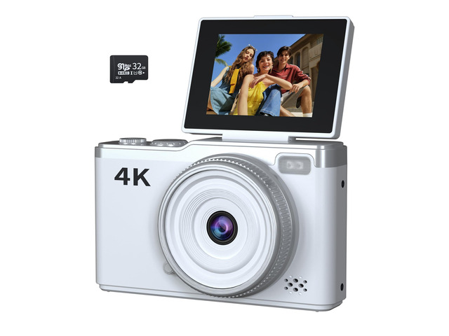 4K Digital Camera for Photography, 64MP Point and Shoot Digital Cameras with 16X Digital Zoom, 2.4 180°Flip Screen Compact Travel Camera Auto Focus...