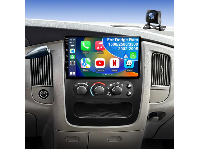 4Core 64GROM 5Gwifi Upgrade Car Radio for Dodge Ram 1500/2500/3500 2002 2003 2004 2005, 9inch Touch Screen Stereo Wireless CarPlay Android Auto...