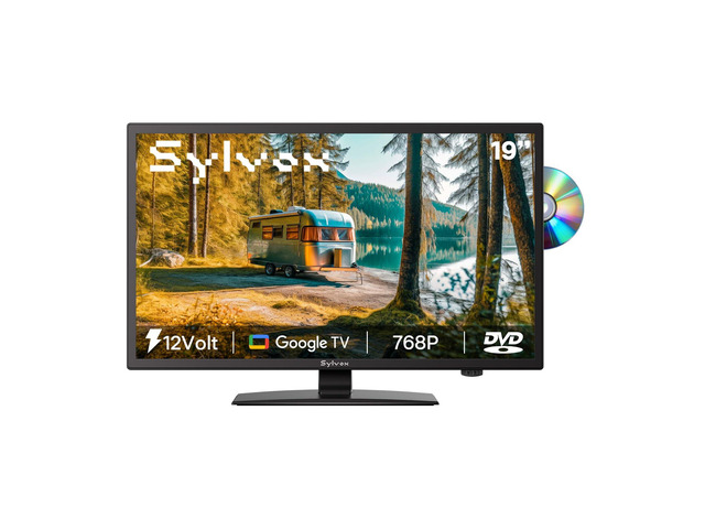 12 Volt TV, 19' Smart RV TV with Built-in DVD Player, Google OS Voice Remote ATSC NTSC HDMI USB, AC/DC Powered, 12V Television for RV Camper Van...