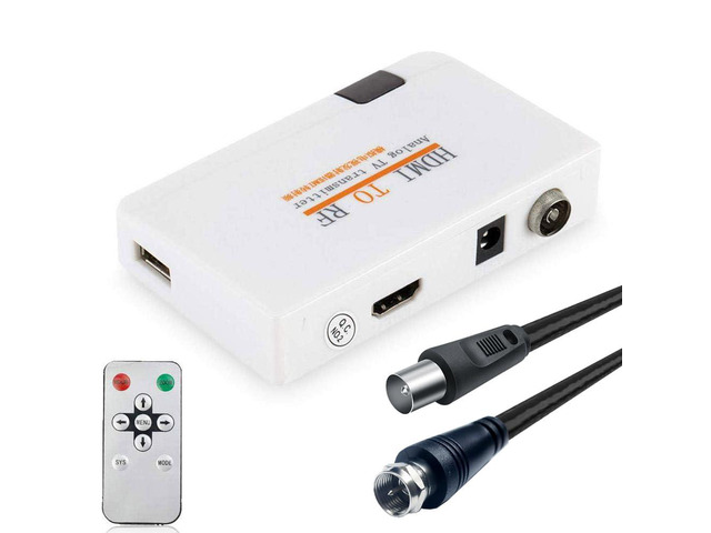 HDMI RF Modulator Coax Converter VHF Adapter w/Male F Type Cord for PS4 PS5 Xbox Nintendo Switch VCR DVD Player Roku Fire Stick Set-top Cable Box...