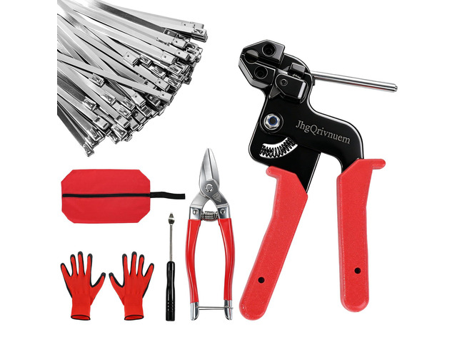 105PCS Heavy Duty 304 Stainless Steel Cable Tie Gun Kit, Includes 105PCS 11.8 Inch Metal Zip Ties, Self-Locking, UV & Corrosion Resistant, for...