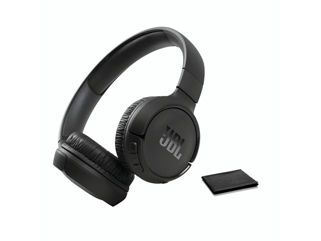 Tune 570BT On-Ear Wireless Bluetooth Headphones with Pure Bass Stereo Sound, Includes Cleaning Cloth - Black(T570BTBLKAM-CC)