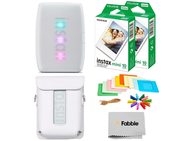 Instax Mini Link 3 Smartphone Printer Clay White Bundle with a Protective Case, Twin Pack Instant Film (20 Sheets), Hanging Photo Frames, and...