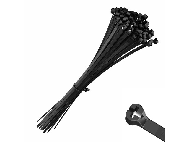 Cable Ties with Metal Tooth Stainless Steel Locking Device 14 X 0.18, Zip Ties UV Resistant, Black, Tensile Strenght 80 lbs, 100 Pieces