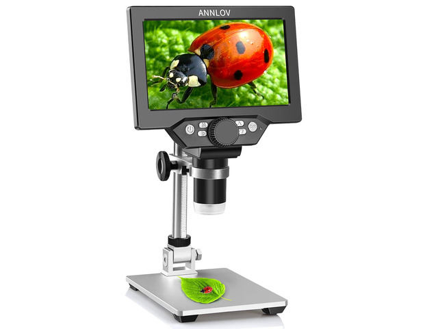 7' LCD Digital Microscope 1200X Maginfication 1080P Coin Microscope with Metal Stand,12MP Ultra-Precise Focusing Video Camera for Adults,8 LED Fill...