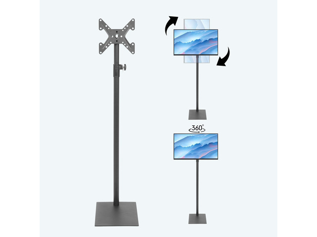 Floor TV Stand with VESA Mount, Extra Tall Monitor Stand with Steel Flat Base, Universal Pole for 14 to 43 Inch Television Screen, Freestanding...
