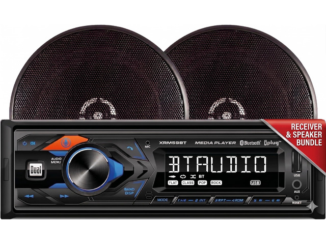 CPM5965 Single DIN Car Stereo w/ 6.5in Speakers (2), LCD Bluetooth Hands-Free Calling & Streaming, Siri/Google Assistant Button - 6.5in Speakers...
