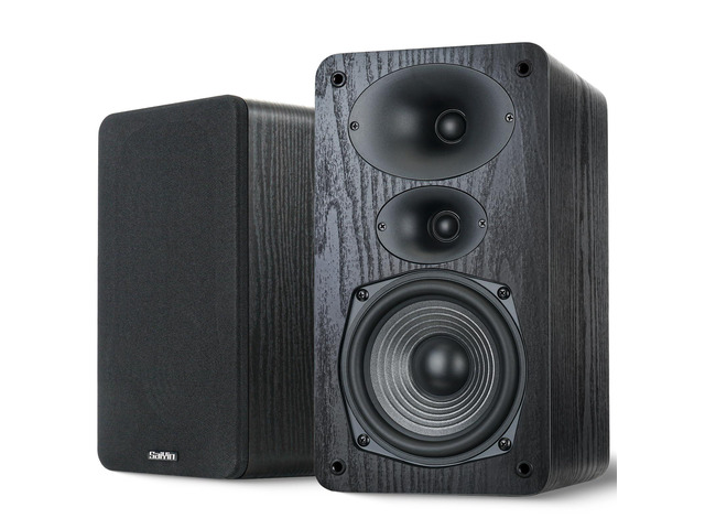 3-Way Passive Bookshelf Speakers 5.25inch Woofer 50W*2 Power,48Hz Deep Bass,4,HiFi Audio For Home Theater/Turntable/Stereo Receiver,Needs...