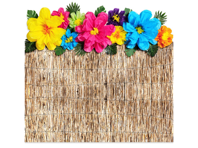 22 Pcs Hawaiian Beach Backdrop with Hawaii Paper Flowers Decorations Set 71 x 43 Inch Hawaiian Backdrop 3D Hibiscus Paper Flower Palm Leaves for...