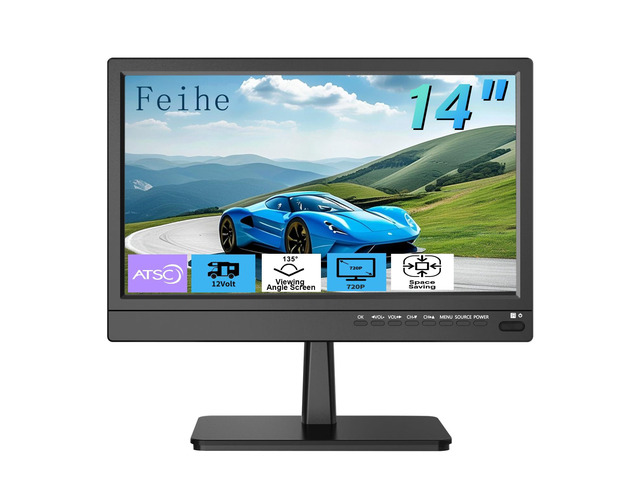 14 inch Small Kitchen TVDigital ATSC Tuner, HDMI/USB/TF/Headphone Ports, Remote Control for Kitchen/Bedroom/RV