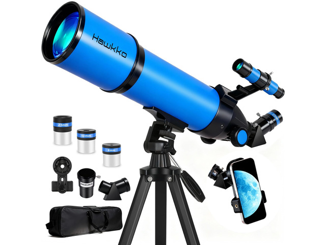 Telescope for Adults & Kids, 80mm Aperture 600mm High Powered Telescope for Astronomy Beginners - Refractor Telescopes with AZ Tripod, Phone...