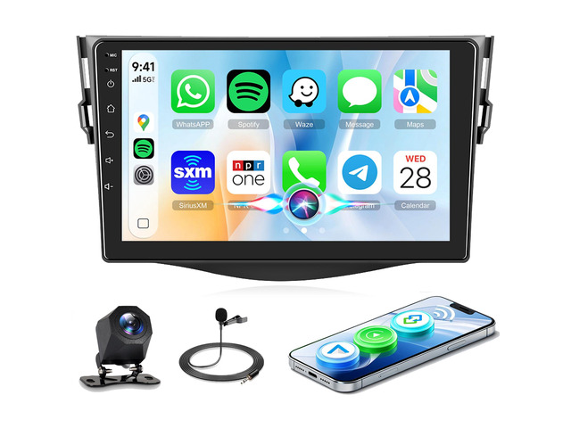 Linux System Car Stereo for Toyota RAV4 2007-2011Wireless Carplay & Android Auto, 9'' IPS Touchscreen Mirror Link YouTube Video Vi-Link Car Radio...