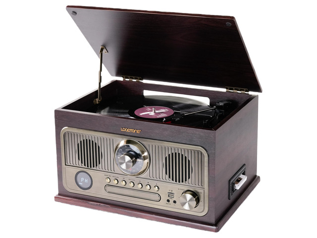 All in One Bluetooth Vintage Turntable with 3 Speed Vinyl Record Player,CD Player/Cassette Tape/USB/TF Card,AUX in,FM/AM Radio,RCA Out,Recording