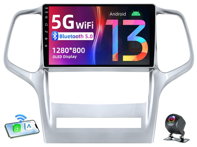 [4Core+64G] Car Radio for Jeep Grand Cherokee 2011 2012 2013: 9 inch 1280 * 800 HD Touch Screen Stereo Wireless Carplay Android Auto 5GWiFi FM RDS...