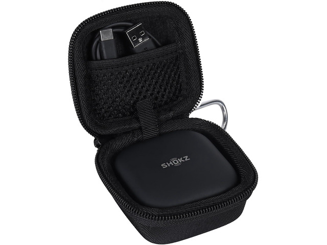 Hard Case for SHOKZ OpenFit 2+/2/Air Open-Ear Headphones, Black Mesh Accessory Pocket, Elastic Retaining Strap, Carabiner Clip, Sealed Zipper,...