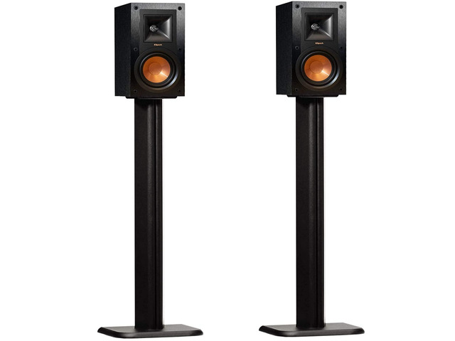 Universal Floor Speaker Stands - Vibration-Absorbing MDF Design Works with Klipsch, Polk, JBL & Other Bookshelf Speakers Or Studio Monitors -...