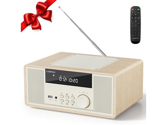 30W Compact Stereo System Bluetooth CD Players for Home With FM Radio, Remote Control, USB/AUX Inputs, Headphone Jack, and DSP Crisp Sound for...