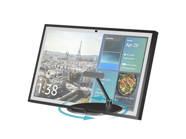Adjustable Stand for Echo Show 21 & Show 15, 90° Tilt, 360° Swivel Metal, No Assembly, Horizontal or Vertical Mode Screen Stand for Alexa Show...