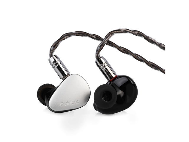 Kiwi Ears Quintet 1DD + 2BA + 1 Planar + 1 PZT Hybrid IEMs with Detachable Silver-Plated OFC Cable, Metal Faceplate, 3D-Printed Resin Shell for...
