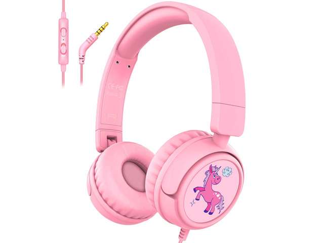 K6 Kids Headphones for Toddler & Kids Ages 2-12, 85/94dB Safe Volume Limited, Wired with 3.5mm Jack, HD Microphone, Adjustable & Foldable, On-Ear...
