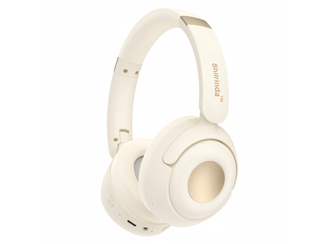 H01 Hybrid ANC Bluetooth 5.4 Over Ear Headphones, Champagne Cream 40H battery, fast charge, multipoint connection, memory foam earpads, foldable,...