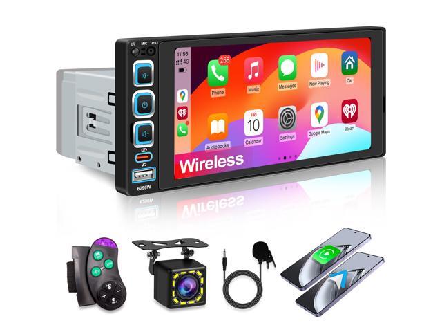 Single Din Car Stereo:Wireless Apple CarPlay Car Radio with Bluetooth 5.2 6.9' IPS 1280 * 480 Capacitance Touchscreen, FM Radio,Car Audio...