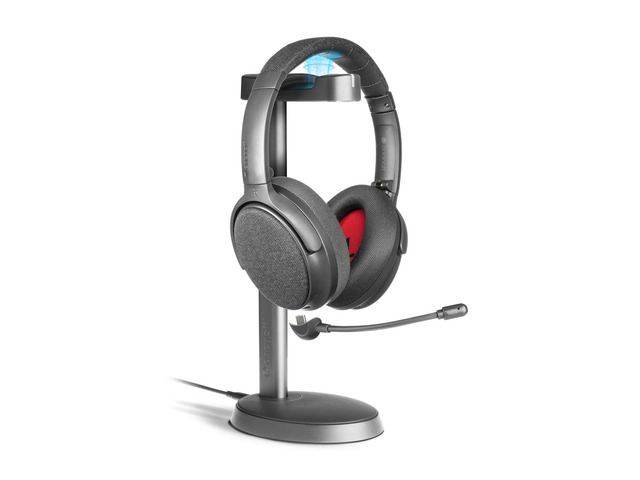 Fokus Plus Hybrid Active Noise Cancelling Bluetooth Headset, 50H Playtime, with Headphone Stand Wirelessly Charges Your Headphones, Removable Boom...
