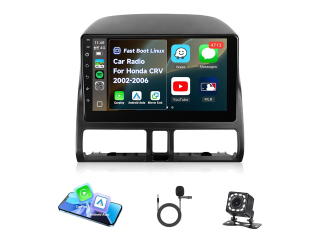 Fast Boot Linux Car Stereo for Honda CRV 2002 2003 2004 2005 2006 Wireless Carplay Android Auto 9 Inch IPS Touchscreen CRV Radio with Bluetooth...