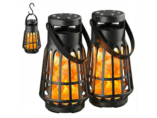 Outdoor Bluetooth Speaker with Flame Lights, Multi-Sync 200 Lantern Speakers Auto-Pairing HD Stereo, IPX6 Waterproof, Portable Wireless Speaker for...