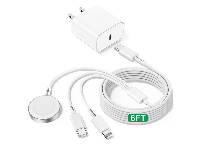 iWatch Charger for Apple Watch Charger Fast Charging, 6FT Multi Charging Cable with iPhone Charger USB C Block, 3-in-1 Travel Charger Cord for...