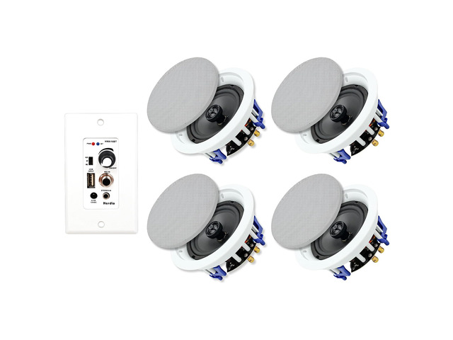 5.25 Inch Bluetooth Ceiling Speakers Max Power 600W 2-Way Flush Mount Plus Wall Mount Amplifier Receiver Suitable for Home Theater Bathroom Living...