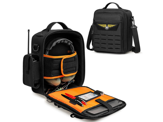 Pilot Headset Bag, Aviation Headset Case, Bag Only Pilot Bag with Top handle and Detachable Shoulder Strap for Aviation Headset, Kneeboard, iPad...