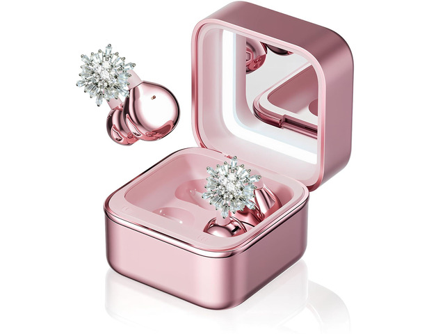 Clip on Open Ear Wireless Earbuds with Snowflake Earrings Bluetooth 6.0 Wireless Headphones for Women Girl Gift, Jewelry Charging Box with Light...