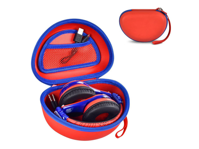 Kids Headphone Case for eKids for Beats Solo3 Headphones, Red Hard Shell Case with Mesh Cable Pocket for Kids Headsets, Organized Storage for...