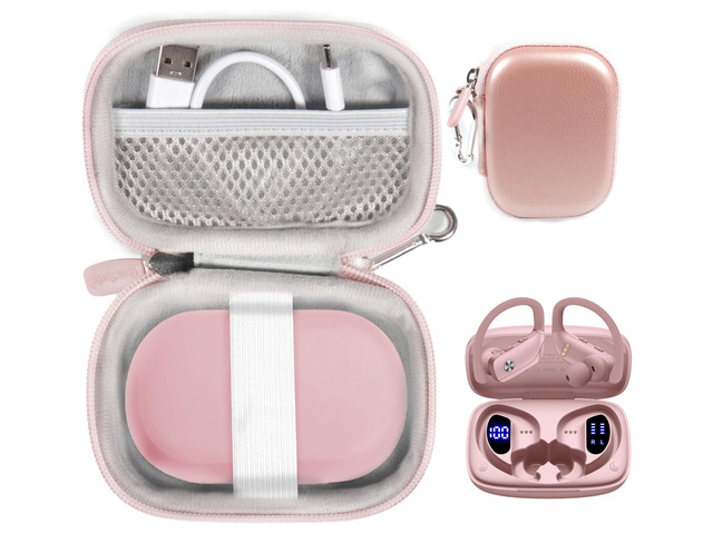 Case for bmani Earbudswith 48hrs Play Back Sport Earphones with LED Display Over-Ear Buds with Earhooks Built-in Mic Headset for Workout Black (Pink)